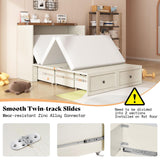 AMERLIFE Full Murphy Bed with Storage & Charging Station, Farmhouse Murphy Cabinet with Foldable Panel, Noisy Free, for Guest Bedroom, Living Room, Office, Distressed White & Barnwood AMERLIFE