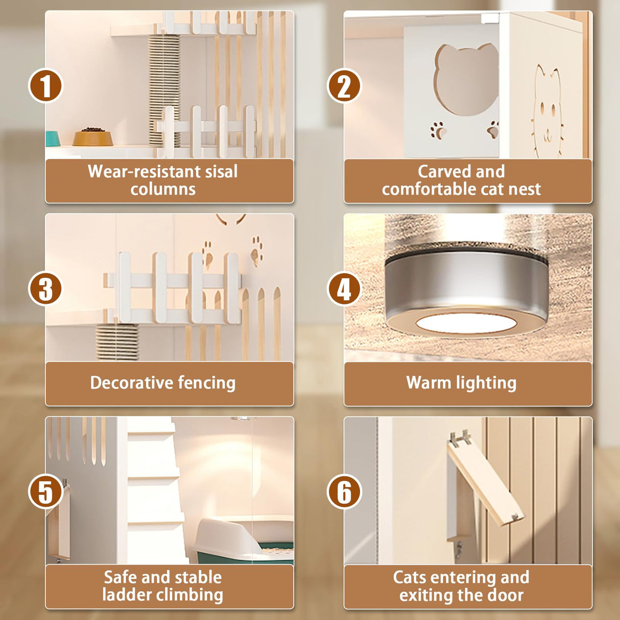 Wooden Cat House Large Space, Enclosed Cat Condo, Indoor/Outdoor Cat Enclosure with Wheels, Multi-Feature Luxury Cat Villa for Cats Ventilation Glass Doors,50" X 24" X 24" (White, 50" X 24" X 24") TMGSK