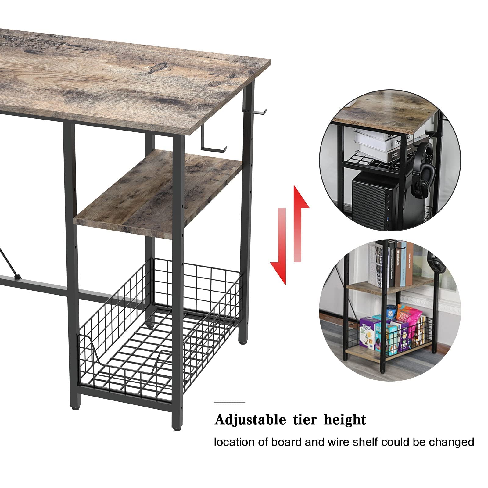 X-cosrack 2 Person Desk Large L-Shaped Computer Desk with Storage Shelves Drawer, Home Office Writing Corner Desk, Long Desk PC Laptop Workstation with Hooks Storage Bag Cable Hole - WoodArtSupply