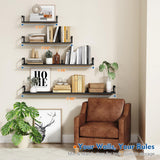 Harwaya Wall Mounted Bookshelf, Floating Bookshelves for Bedroom, 17 Inches Long Wall Mount Book Shelves for Living Room Office Books, Black Wall Book Holder Bookcase (Set of 3) Harwaya