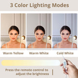 IRONCK Vanity Desk with Mirror and Lights, Makeup Vanity Table with 5 Drawers & Shelves, Power Outlet, Vanity Stool, Dressing Table with Jewelry Storage for Bedroom, White & Gold IRONCK