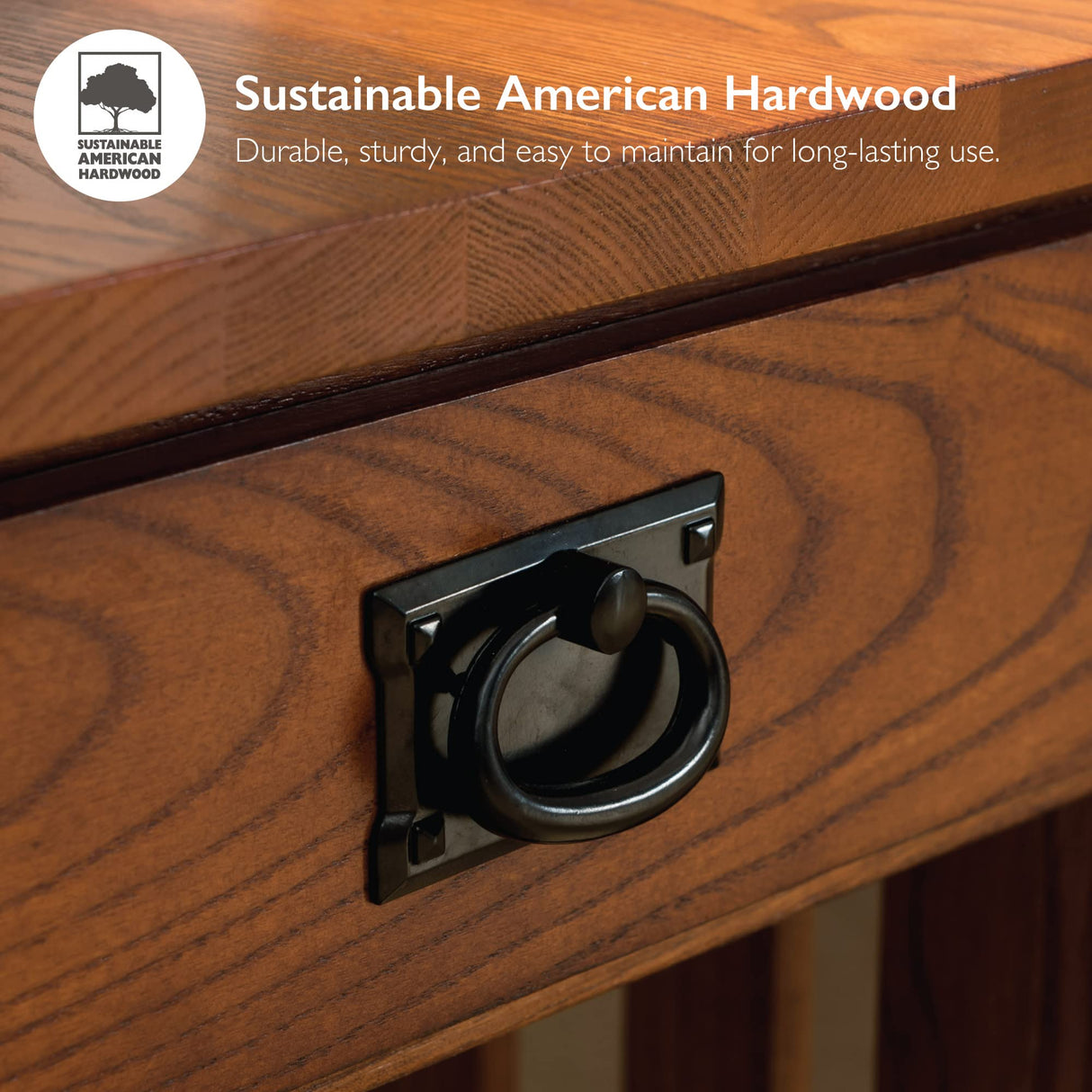 Leick Home 8202 Mission Impeccable End Drawer, Made with Solid Wood, Narrow Side Table for Living Room, Bedroom, 22.5 in x 12 in x 24 in, Medium Oak Leick Home