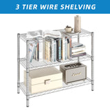 Guan River 3-Shelf Storage Shelf Adjustable Metal Shelf Wire Shelving Storage Rack Display Shelf for Office,Kitchen,Bedroom,Bathroom,Laundry,Pantry Basement,Garage(Chrome,36" L x 14" W x 30" H) Guan River
