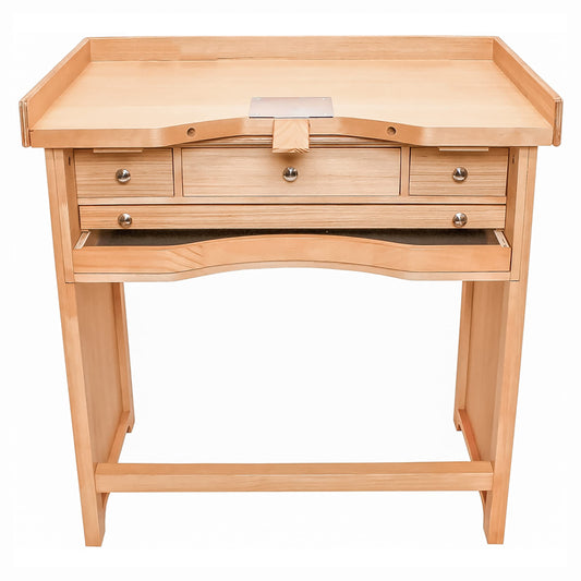 Noble Pack Signature Jewelers Bench – Heavy Duty Wooden Workbench with Drawers and Solid Wood Top for Jewelry Making