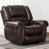 CANMOV Leather Recliner Chair, Classic and Traditional Manual Recliner Chair with Comfortable Arms and Back Single Sofa for Living Room, Brown CANMOV