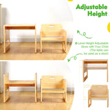 FUNLIO Montessori Weaning Table and Chair Set for Toddlers Age 1-3, Height Adjustable Toddler Table and Chair Set, Cube Kids Table Chair for Reading/Eating/Playing, Easy to Assemble, CPC Certified FUNLIO