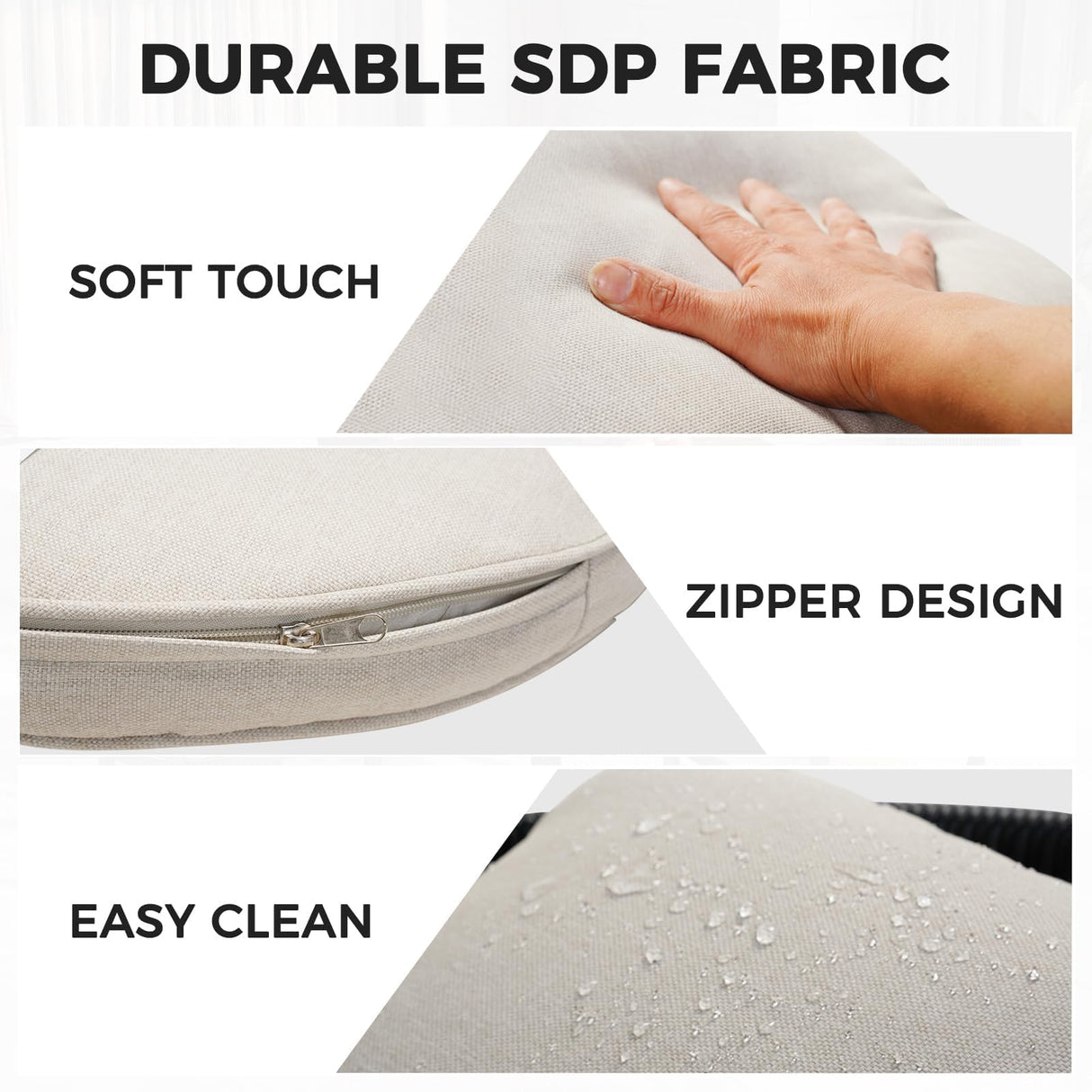 Grand patio Outdoor Dining Set for 6, 7 PCS Patio Table and Chairs Set, Metal Woven Wicker Fixed Patio Chairs with Thickened Cushions & 1 Rectangular Woodgrain Dining Table with Umbrella Hole (Black) Grand patio