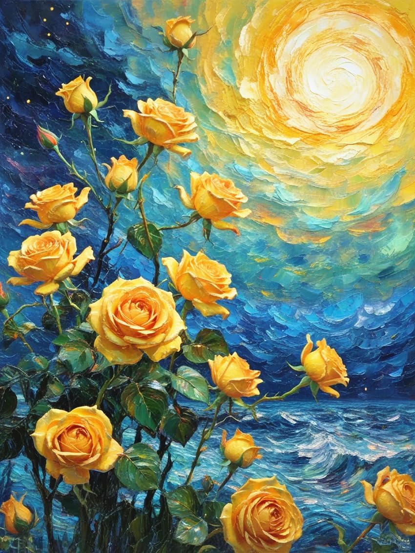 ZRIZQ Paint by Numbers for Adults Beginners,Yellow Rose Adult Paint by Number Kits on Canvas,Paint by Numbers for Home Wall Art Decor 16x20 Inch（Without Frame） ZRIZQ