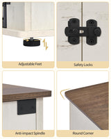 Hzuaneri 88.4" Dog Crate Furniture for 2 Dogs, Heavy Duty Indoor Dog Kennel TV Stand, XXL Wooden Dog Cage with Divider for Medium Large Dogs, End Table Dog Crate with Cushion, White Brown DFC84014BV1 Hzuaneri