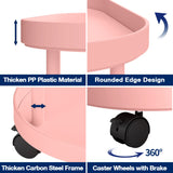 villertech Side Table with Wheels, End Table Living Room Plastic Mobile Sofa Side Table Small Night Stand Bedroom Pink villertech