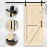 ROOMTEC 28in x 84in Sliding Barn Doors with 5ft Hardware Kit Included & Handle, DIY Unfinished Solid Pine Barn Doors with Barn Door Track Kit ROOMTEC