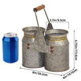 UPPER DECOR Set of 2 Rustic Galvanized Metal Utensil Holders with Handles, Farmhouse Kitchen Crocks for Spoons, Forks, and Knives, Countertop Organizer Buckets for Rustic Kitchen Décor, 8x4x6.75 Inch UPPER DECOR