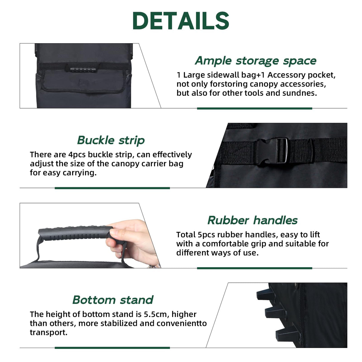 Inlun Outdoor Canopy Portable Folding Bag for 10x20 Pop Up Canopy Tent, Heavy Duty Roller Bag Wheeled Bag, 10x20 FT, Black Inlun Outdoor