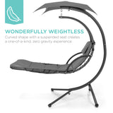 Best Choice Products Outdoor Hanging Curved Steel Chaise Lounge Chair Swing w/Built-in Pillow and Removable Canopy - Charcoal Gray Best Choice Products
