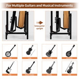 YAKANJ End Table with Guitar Stand,Record Player Stand,Vinyl Records Storage,2-Tier Guitar Stand for Acoustic, Electric Guitar,Bass,Turntable Stand Side Table for Music Room Studio Living Room-Brown YAKANJ