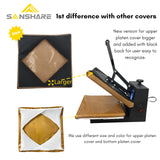 Sanshare Heat Press Covers 15x15/16x20/16x24 for Top and Bottom Platens 2 Piece Set Reusable Teflon Sheets Material (15x15) SANSHARE