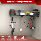 WALMANN 2 Pack Garage Wall Shelves, 2 x 4 ft/24 * 48 inch Wall Mounted Storage Shelves for Garage Heavy Duty Wall Shelving, Holds Up to 220 Lbs(Black) WALMANN