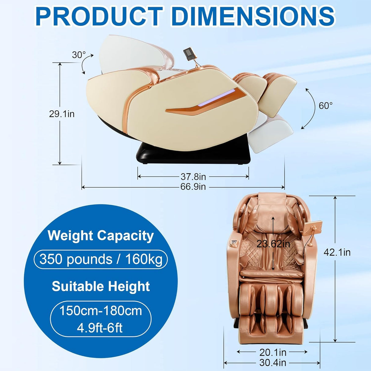 MEROUS 4D Zero Gravity Massage Chair Recliner, Easy Control SL-Track Shiatsu Massage Chair Full Body with Body Scan,Waist Heating,Bluetooth,Foot Rollers,32 Airbags&Extended Footrest (Gold) MEROUS