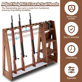 Wooden Gun Rack with Holder, Indoor Floor Standing Rifle Rack, Gun Display Storage for Home or Garage Storage, Holds 10 Long guns and 8 handguns(Walnut) Lineshading