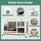 Gowoodhut Indoor Rabbit Hutch - 36''L Outdoor Wooden Bunny Hutch with Wheels Rabbit Cage Guinea Pig Cages Removable Pull Out Tray, Ramp, Hideout, Small Animals Pet House Hamster Ferret for Bunny Cage Gowoodhut