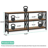 Tribesigns 70.9" Long Console Table with Storage Shelves, Industrial 3-Tier Sofa Table for Living Room, Foyer Table Entryway Table for Hallway, Front Door, Entrance, Rustic Brown & Black Tribesigns