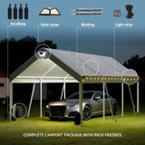 10 * 20 Heavy Duty Carport Canopy - Extra Large Portable Car Tent Garage with Adjustable Peak Height from 9.5ft to 11ft,Removable Roof &Side Walls for Car, SUV,Boats Sannwsg