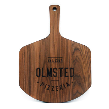 Personalized Pizza Peel, Large 22" x 16" Walnut American Hardwood, Personalized Pizza Board, Custom Engraved Pizza Paddle, Pizza Shovel, Wood Pizza Peel Made in the USA - WoodArtSupply