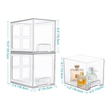 Vtopmart 4 Pack Stackable Storage Drawers, 6.6''Tall Acrylic Bathroom Makeup Organizers,Clear Plastic Drawers For Vanity, Undersink, Kitchen Cabinet,Pantry Organization and Storage Vtopmart