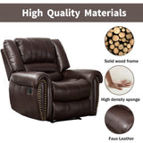 CANMOV Leather Recliner Chair, Classic and Traditional Manual Recliner Chair with Comfortable Arms and Back Single Sofa for Living Room, Brown CANMOV