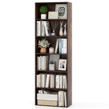 Giantex 6-Tier Bookcase, 70" Tall Wooden Bookshelf, Freestanding Storage Organizer w/Open Shelves, Anti-Tipping Kits, Modern Floor Standing Display Shelves for Living Room, Bedroom (1,Rustic Brown) Giantex