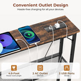 Tatub 78.8" Behind Couch Table with 2 Power Outlets&Led Light, Narrow Console Table Rustic Sofa Table, Industrial 2Tier Skinny Entryway Table with Metal Frame for Living Room - 2 Packs Tatub