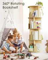 Masupu Rotating Bookshelf, Tall 4 Tier Rotating Spinning Bookshelf Tower, 360 Spinning Floor Standing Bookcase Storage Rack, Conner Rotating Book Shelf for Kids Rooms, Bedroom, Living Room Masupu