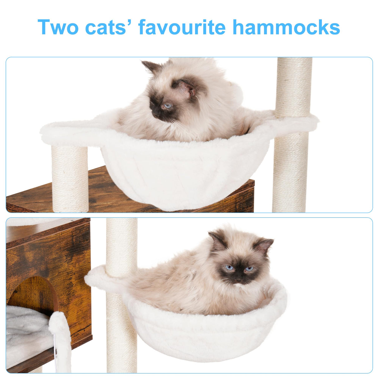 Hey-brother Cat Tree with Litter Box Enclosure, Modern Cat Tower for Indoor Cats with Large Platform, Condo Food Station and 2 Hammocks, All-in-one Cat Furniture, Wood Rustic Brown MPJ115SR Hey-brother