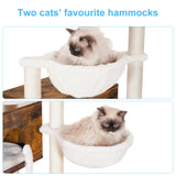 Hey-brother Cat Tree with Litter Box Enclosure, Modern Cat Tower for Indoor Cats with Large Platform, Condo Food Station and 2 Hammocks, All-in-one Cat Furniture, Wood Rustic Brown MPJ115SR Hey-brother