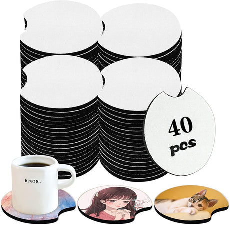 40 PCS Sublimation Blank Car Coasters, 2.75 in Circular Opening for Thermal Sublimation DIY Crafts,Car Coasters. NEOACT