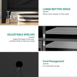 YITAHOME 70 Inch Farmhouse TV Stand with LED Lighting, Fits TVs up to 80 Inches, Media Console with Storage and Customizable Divider, Entertainment Center for Living Room (Black) YITAHOME