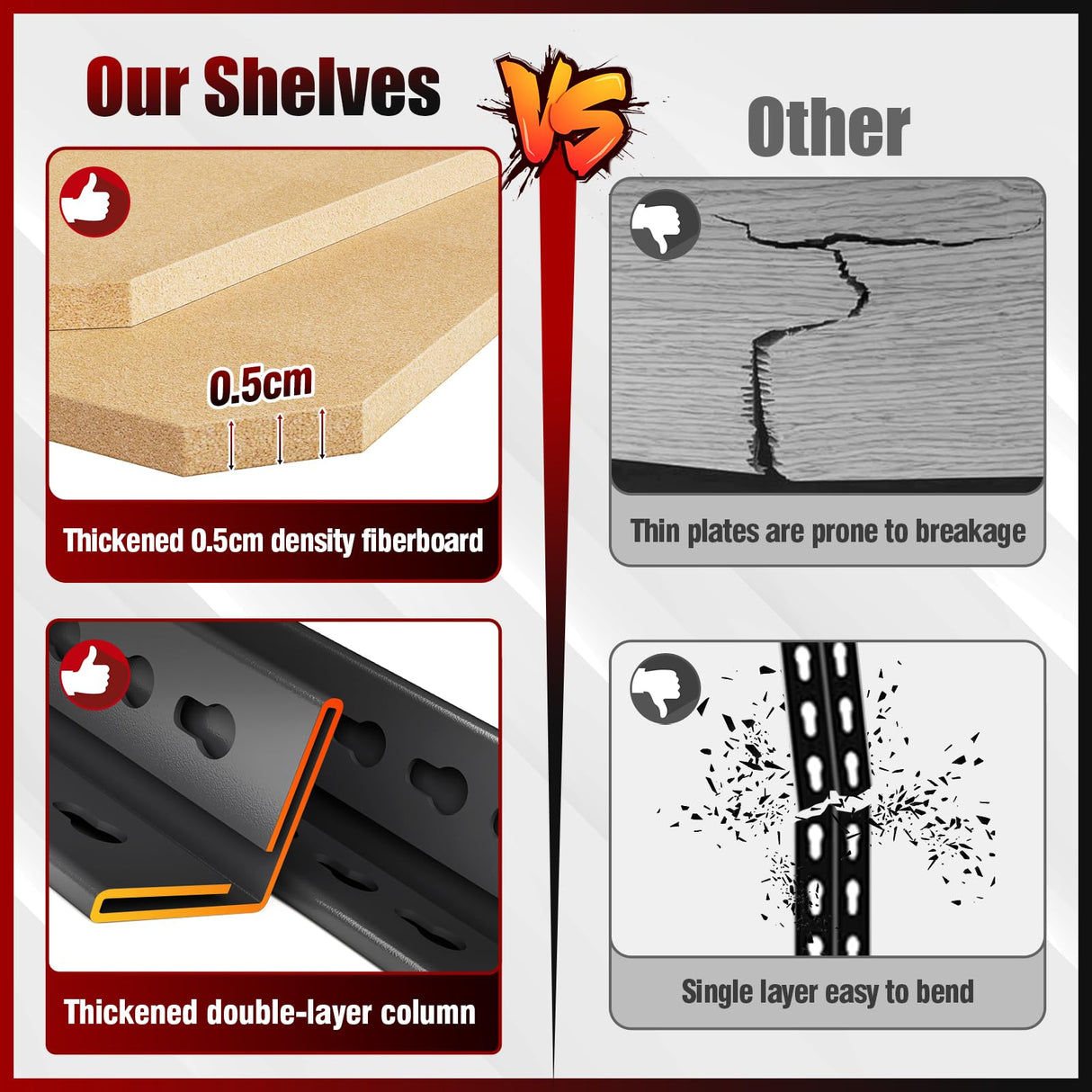 72''H/45''W Garage Shelving Heavy Duty 5-Tier Adjustable Storage Shelves Unit,2500 LBS Metal Utility Rack Shelf for Industries, Warehouses, Basement,Black LBVSKK