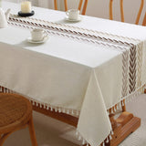 JIALE Table Cloth Rectangle Table, Heavy Duty Cotton Linen Waterproof Tablecloths Farmhouse Tablecloth, Soft and Wrinkle Free Table Cover with Tassels, Square, 55''x55'', 4 Seats JIALE