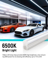 SUNLINKCO (6 Pack) 4FT T5 LED Integrated Fixture, 6500K,20W,2300LM(Super Bright White) Linkable LED Shop Light,Garage Ceiling and Cabinet Light,Strip Light,Corded Electric with ON/Off Switch SUNLINKCO