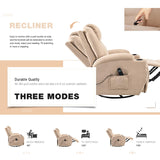 Flamaker Rocking Chair Recliner Chair with Massage Swivel Ergonomic Lounge Chair Classic Single Sofa with 2 Cup Holders Side Pockets Living Room Chair Home Theater Seat (Beige) Flamaker