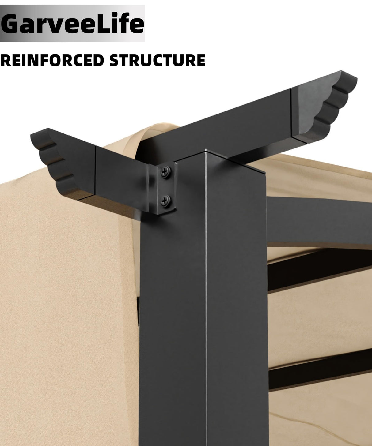 GarveeLife 10 x 10 Ft Outdoor Arched Pergola, Metal Pergola with Retractable Canopy, Arched Style Gazebos for Backyard, Lawn, Patios (Khaki) GarveeLife