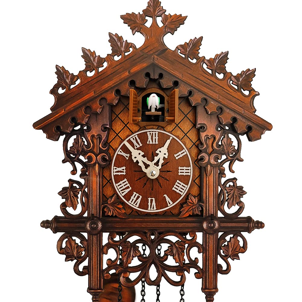 JOONIEHOUSE Traditional Black Forest Cuckoo Clock Wood Wall Clock - Natural Bird Voice Or Cuckoo Call, Coo Coo Clock for Wall Art Home Living Room Kitchen Office Decoration (Reindeer) (Antique) WoodArtSupply