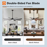 addlon 72 Inch Large Ceiling Fans with Lights, Black Ceiling Fan with Remote Control, Reversible, 5CCT, Dimmable, DC Motor, Modern Ceiling Fan for Living Room, Kitchen, Patio Indoor/Outdoor Use, addlon