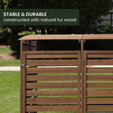 Hanover Outdoor 4.9-ft. x 4-ft. Wooden Trash Bin and Recyclables Storage Shed in Brown, Weather Resistant Trash Can Storage Container with Locking Latch for Yard, Carport, Driveway Hanover