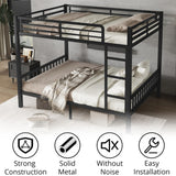 Queen Over Queen Bunk Beds for Adults, Metal Bunk Bed Queen Size,Heavy-Duty Bunk Bed Frame with Ladder and Slats Support for Boys Girls,Space-Saving,Noise Reduced,Black MoproBeti