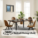 HomyCasa 5-Piece Mid-Century Dining Set, 63" Rectangular Table & 4 Swivel Upholstered Chairs (Fabric/Suede), Sturdy Metal Frame, Perfect for Kitchen, Dining Room, Office, or Restaurant (Brown & Brown) Homy Casa