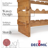 DECOMIL - 36 Bottle Large Wine Rack, Stackable & Modular Wine Storage Rack, Solid Bamboo Wine Holder Display Shelves, Wobble-Free (Four-Tier, 36 DECOMIL