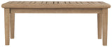 Signature Design by Ashley Gerianne Outdoor Rectangular Eucalyptus Wood Slat Top Coffee Table, Beige Signature Design by Ashley