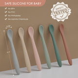 6-Piece Silicone Feeding Spoons for First Stage Baby and Infant, Soft-Tip Easy on Gums I Training Spoon | Baby Utensils Feeding Supplies, Dishwasher & Boil-proof NETANY