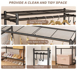 Wardrobe Closet, Portable Clothing Rack for Hanging Clothes, Free Standing Closet Organizers and Storage System with 4 Tiers Shelves for Cloakroom Bedroom, Black Neprock